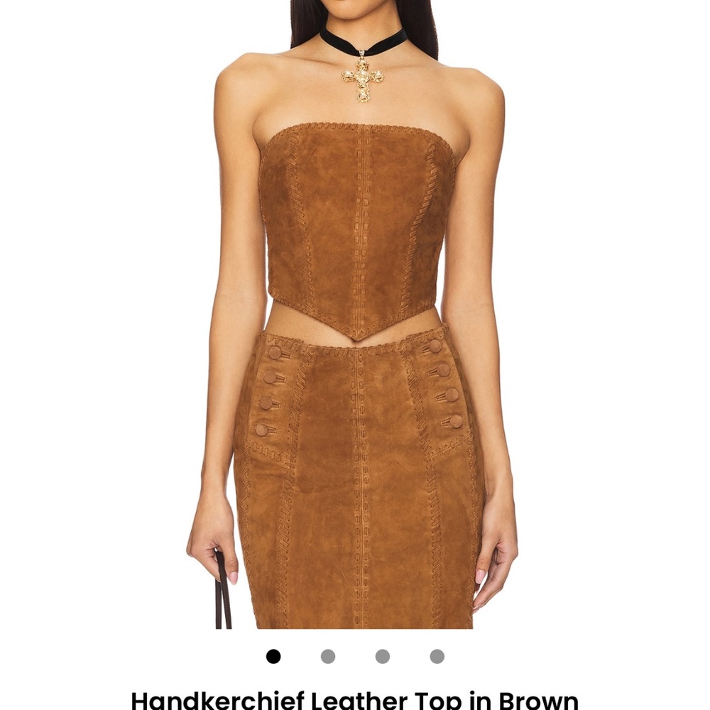 REVOLVE Brown Handkerchief Leather Top